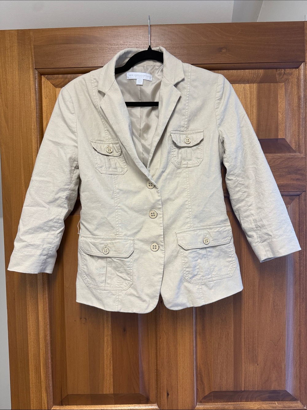 New York & Company Women's Cream Button-Front Blazer